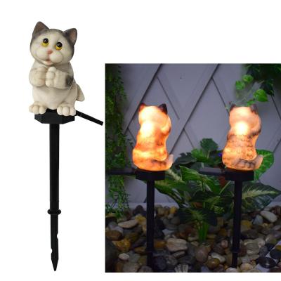 China New Resin Garden Ground Light Socket LED Lawn Light Modern Cute Cat Landscape Light Solar Garden Decoration for sale