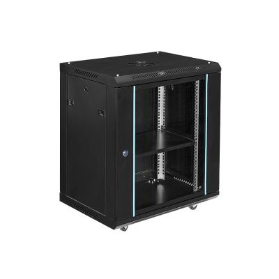 China Data Center Case Network Switch Cabinet Enclosure (with 4 casters) 12U Wall Mounted Small Rack With Casters Thickness 1.5mm for sale