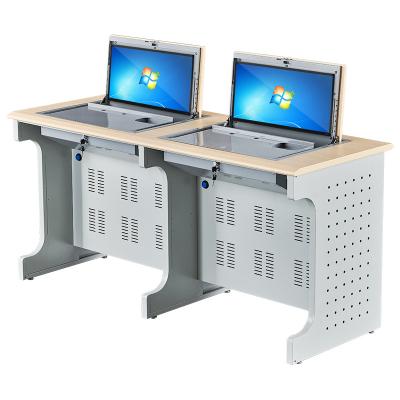 China High Quality Modern Commercial Flip Up Computer Commercial Desk Hidden LCD Monitor Safe Desk for sale