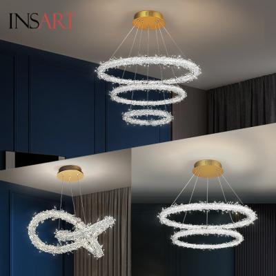 China EUROPEAN modern home bedroom living room hanging ring circle leaded luxury crystal chandelier for sale