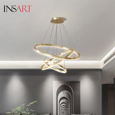 China Simple Delicate Luxury Style Modern Aluminum Home Indoor Luxury Circle Ring Led Pendant Light for sale