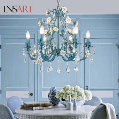 China 2021New Design Metal Chandelier Nordic Ceramic Living Room Pendant Light Crystal Led Chandelier for sale