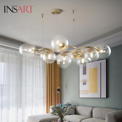 China Factory Supply Modern Luxury Home Bedroom Glass Ball 9 Northern Europe Chandelier Light for sale