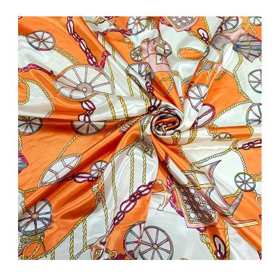 China Tear-Resistant No Moq Custom Stretch Satin Fabric Printing Dress Fabric Silk Poly Warp Design Western Style For Sale for sale