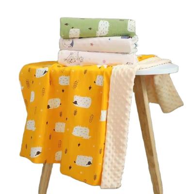 China 100% Cotton PORTABLE Animal Muslin Print Cartoon Mink Dot Micro Blanket For Baby Shower Sleep Custom Accept for sale