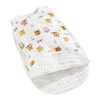 China Summer Use Anti-Static Cotton Muslin Wrap Sleeping Bag 4 Layers For Newborn Baby 0-12 Month for sale