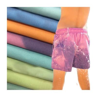 China Tear-Resistant 100% Polyester Woven Color Fabric Temperature Color Change Wet Cloth For Board Shorts for sale