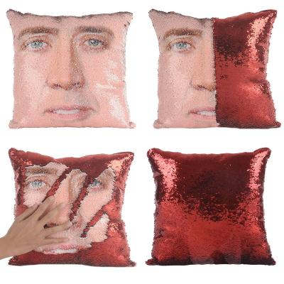 China Therapy Amazon's Best Sell Personalized Sequin Pillow Cases Cover Portrait Reversible Design Decorative Tiles For Sofa for sale