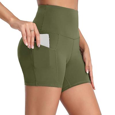 China Amazon Breathable Hot Women's Yoga Wear Short Side Pockets High Waist Workout Sports Running Shorts for sale