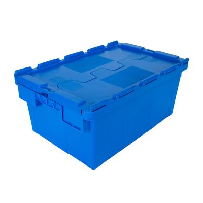 China PP Material Attached Lid Tote Stackable Hanging Container Plastic Storage Boxes With Lid for sale