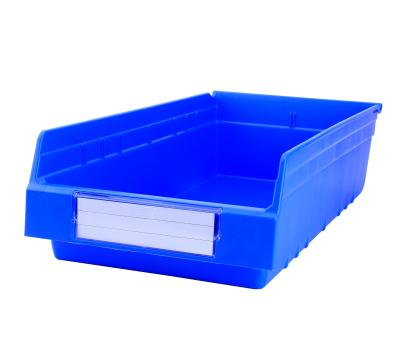 China Customized Logo Warehouse Storage Plastic Solid Box Market Display Racking Bins Stackable Plastic Shelf Bin for sale