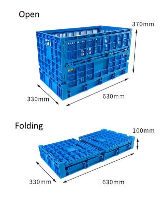 China Caja plegable de plástico verde PP apilada de cerveza, vino y leche con capacidad de almacenamiento en venta