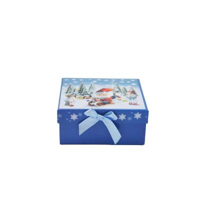 China Recyclable Custom Christmas Gift Box Cardboard Paper Box Festival Packaging With Ribbon Bow for sale