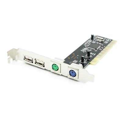 China 32bit PCI to 2xUSB 2.0+2xPS2 PS/2 Port for PC Keyboard Mouse Adapter Card Combo PCI to 2 PORT USB2.0+PS/2 for sale