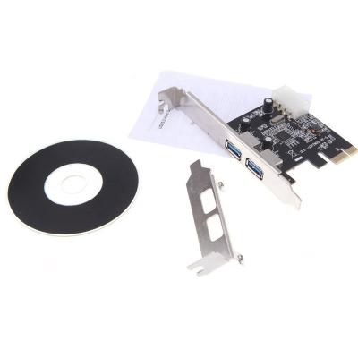 China 2-Port USB 3.0 PCI-E PCIE PCI Express 4 pin SuperSpeed ​​IDE Connector Adapter usb3.0 add on 2 USB LEFT BOARD Card Low Profile PCIE for sale