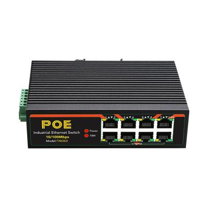 China POE 8 Ports Industrial Fast Type Ethernet Switch 10/100Mbps POE Network Switch DIN Rail Network RJ45 Lan Adapter Converter for sale