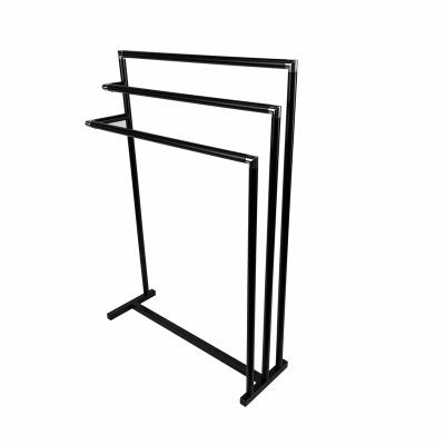 China Modern Black Coating With Chrome Accessories Holding Towel Rack For Bedroom Towel Rack For Bathroom for sale