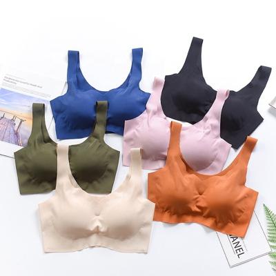 China 2021 new Japanese young girls pump fashion solid color simple vest wireless adjustable bras sleep comfortable women seamless bra for sale