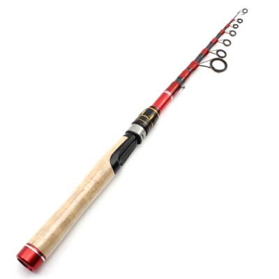 China NEW 1.6m 1.8m 2.1m 2.4m 2.7m Carbon Lure Rod Fishing Spinning Fishing Rod Travel Fishing Tackle Wooden Handle Telescopic Rod for sale