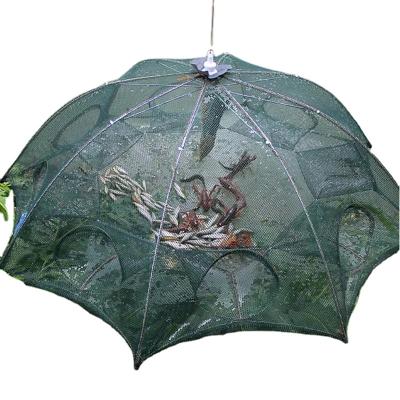 China Multifilament Reinforced 4-8 Holes Automatic Shrimp Cage Fishing Net Nylon Foldable Fish Trap Cast Cast Folding Fishing Net Outdoor for sale