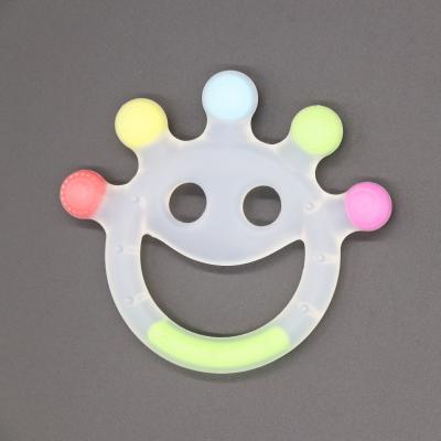 China Custom Made Food Grade Silicone Infant Bite Smile Toys Five Round Finger SIL Products for sale