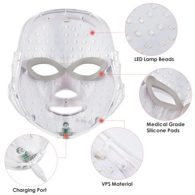 China Skin Tightening Dropshipping 7 Colors PDT Smart 3 in 1 Programmable LED Facial Skin Lighting Mask for sale