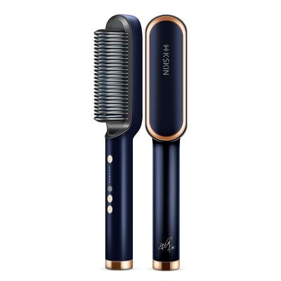 China Adjustable Heat Settings Brush Hot Comb Gold Ceramic Max Wireless Permanent Hair Straightening Machine Price for sale