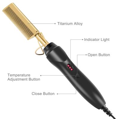 China Wholesale Electric Hot Comb Adjustable Heat Settings Hair Straightener For Natural Curly Hair And Wigs Straighten With Comb for sale