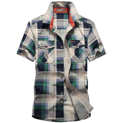 China Wholesale Fashion Breathable Summer Plaid Button Up Cotton Casual Short Sleeve High Quality Men's Custom Shirt for sale