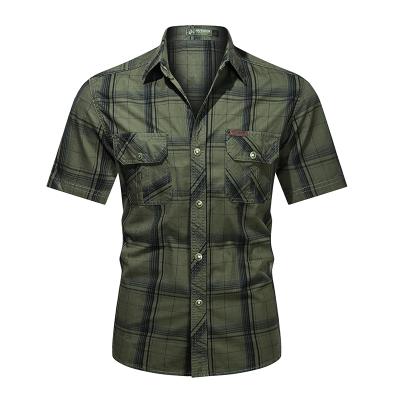 China Wholesale Breathable Wish Warm Plaid Plus Size Summer Button Up Cotton Casual High Quality Men's Custom Shirt Short Sleeve for sale