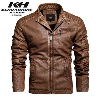 China 2020 Plus Size Wholesale Men's Waterproof Waterproof Brown Faux Leather Motorcycle Anorak Zipper Up Jacket for sale