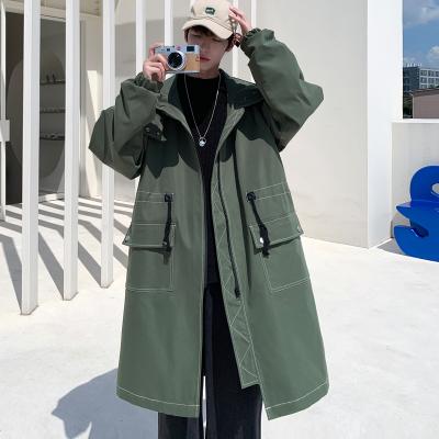 China Autumn Hood Black Oversized Ditch Coats and Logo Anti-Wrinkle 2021 Wholesale Custom Men's Army Green Long for sale