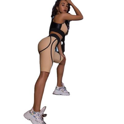 China 2021 Fashion Ins Breathable Women Ivory And Black Breathable Warm Sports Teams Sports Casual Two Piece Set For Women Yoga Set for sale