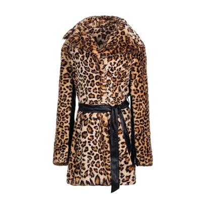 China 2021 fashion sexy women's Anti-wrinkle winter leopard coats print plus size long faux fur coat for ladies for sale