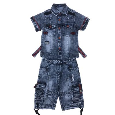 China 2 Piece Short Sleeve Fashion Kid Boys Denim Smart Casual Suit Clothes Boys Clothing Set Kids Clothing Boys for sale