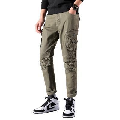 China Anti-pilling In-stock Ware Mens Trousers With Multi Pockets Drawstring Cargo Trousers Mens for sale