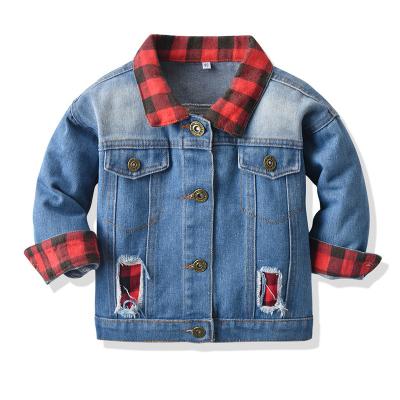 China Plus Size Denim Jacket Boy Outfit Boys Coats&Outwears Plaid Turn-Down Collar Kids Boys Jacket for sale