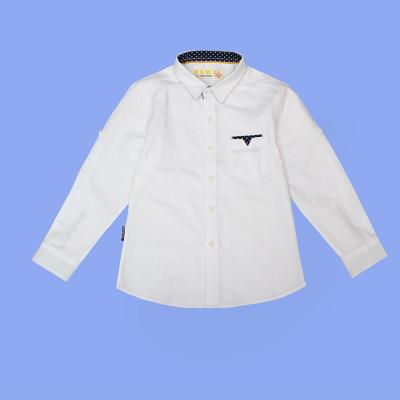 China Breathable Customize Pure Kids Clothes Cotton Shirts Wholesale Knitting White Shirts For Boys for sale