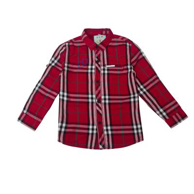 China Summer Cotton Toddler Boy Shirt Breathable Kids Button Down Shirts Boys Plaid Shirt for sale