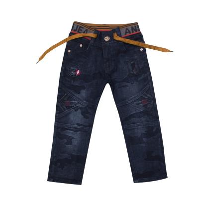 China Breathable Custom Label Toddler Boys Jeans Pants Black Distressed Jeans For Kids for sale