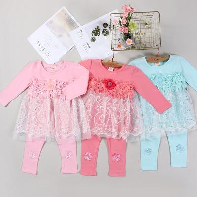 China Breathable Girls Clothing Boutique Girls Long Sleeve Dresses Pants Two Piece Sets O-Neck Layered Dress Toddler Girls Dresses for sale