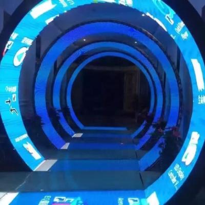 China Indoor and outdoor full color arc living screen meeting hall LED display screen creative indoor electronic screen stage background for sale