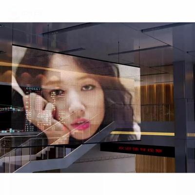 China LED video wall display china curtain p3.91 outdoor window glass tv led panels to mesh transparent led display screen for sale