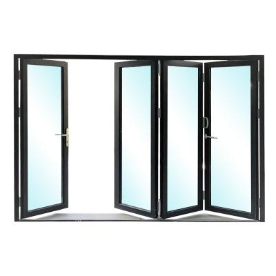 China Aluminum Bi Folding Aluminum Glass Heat Insulation Accordion Patio Doors Bifold Sliding Panoramic Doors for Homes and Businesses for sale