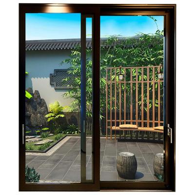 China Swing Frame Aluminum Glass Sliding Doors Lift Up Double Low-E French Tempered Glass Aluminum Sliding Exterior Door for sale