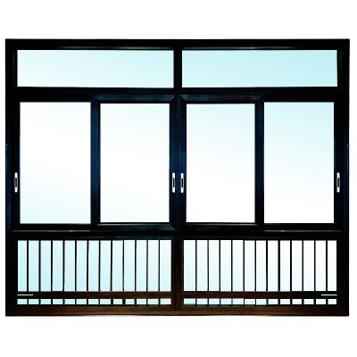 China Aluminum Swing 3 Track Aluminum Sliding Window With Guardrail Aluminum Double Glazed Glass Sliding Windows for sale