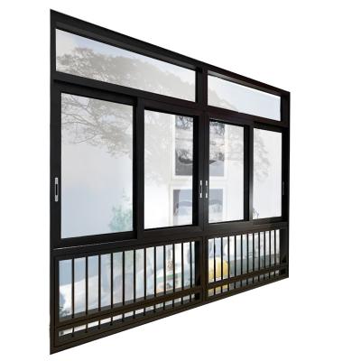 China Swing Thermal Break Aluminum Profile Three Track Sliding Window With Drying Rack Frame Aluminum Sliding Glass Window for sale