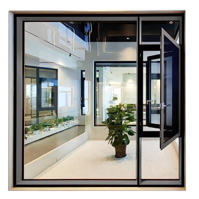 China Office Aluminum Window Glass Soundproof And Windproof 110 Mm Thickness Suitable For 5+12Ar+5 Swing Bonded Aluminum Alloy Glass Window for sale