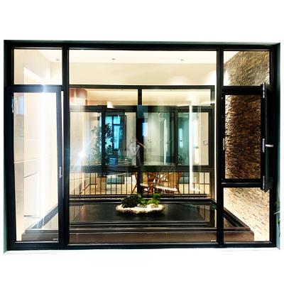 China American Swing House Swing And Hinged Stained Glass Grill Design Aluminum Swing Crank Casement Window With Mosquito Net for sale