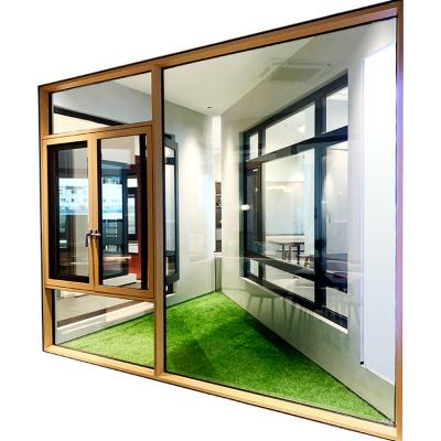 China Simple Design American Aluminum Wood Aluminum Swing Oak Wood Triple Glazed Nfrc Certificate Crank Open Casement Glass Window for sale